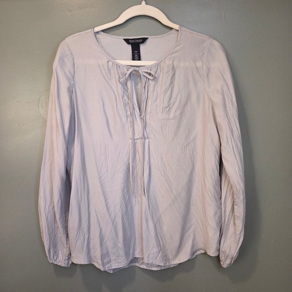 White House Black Market Women's 100% Silk Blouse Size 4 Gray Lightweight